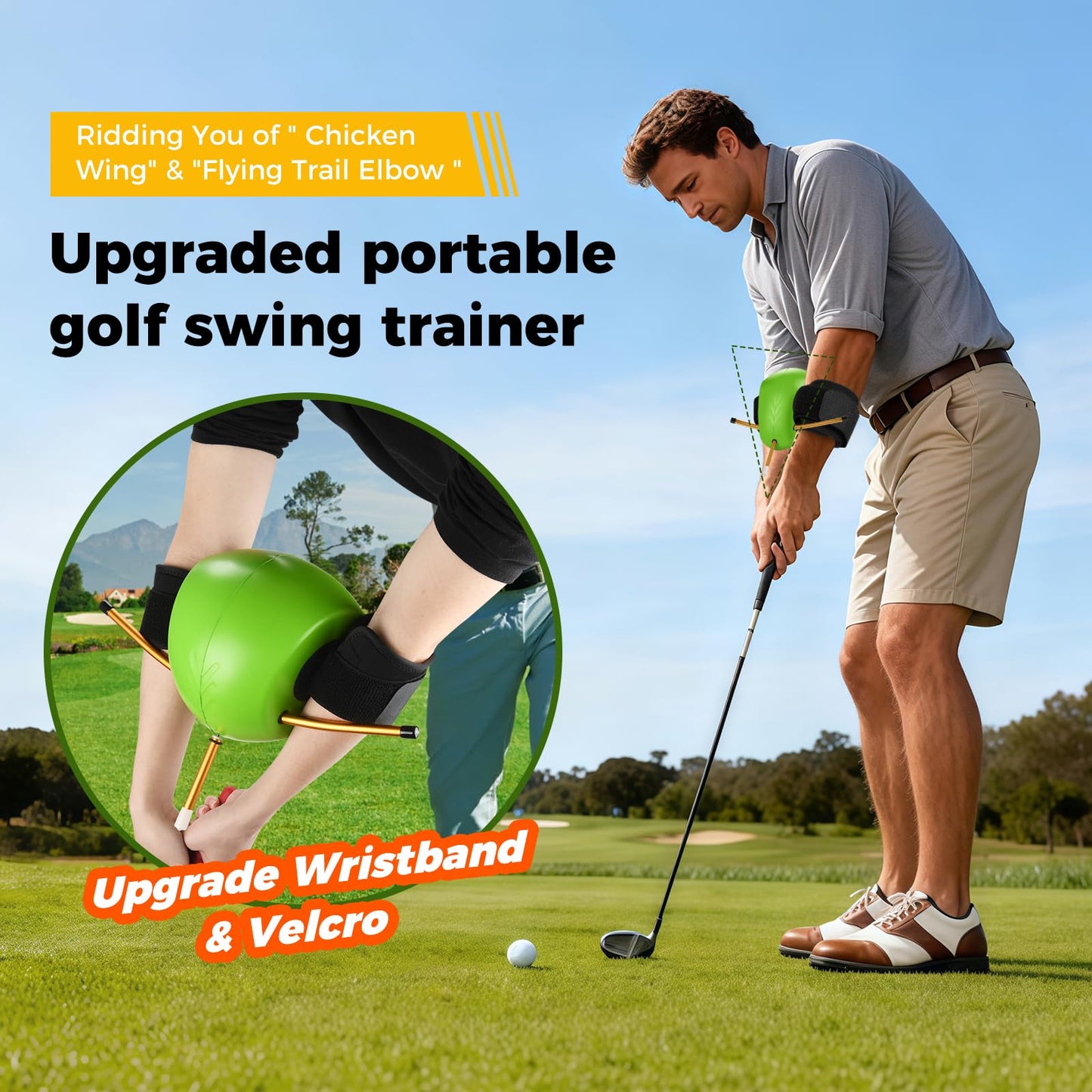 NIXOOT The Connector Golf Training Aid with Dual Velcro Straps – Golf Swing Trainer for Posture Correction, Arm Structure & Swing Mechanics, Portable Golf Practice Equipment