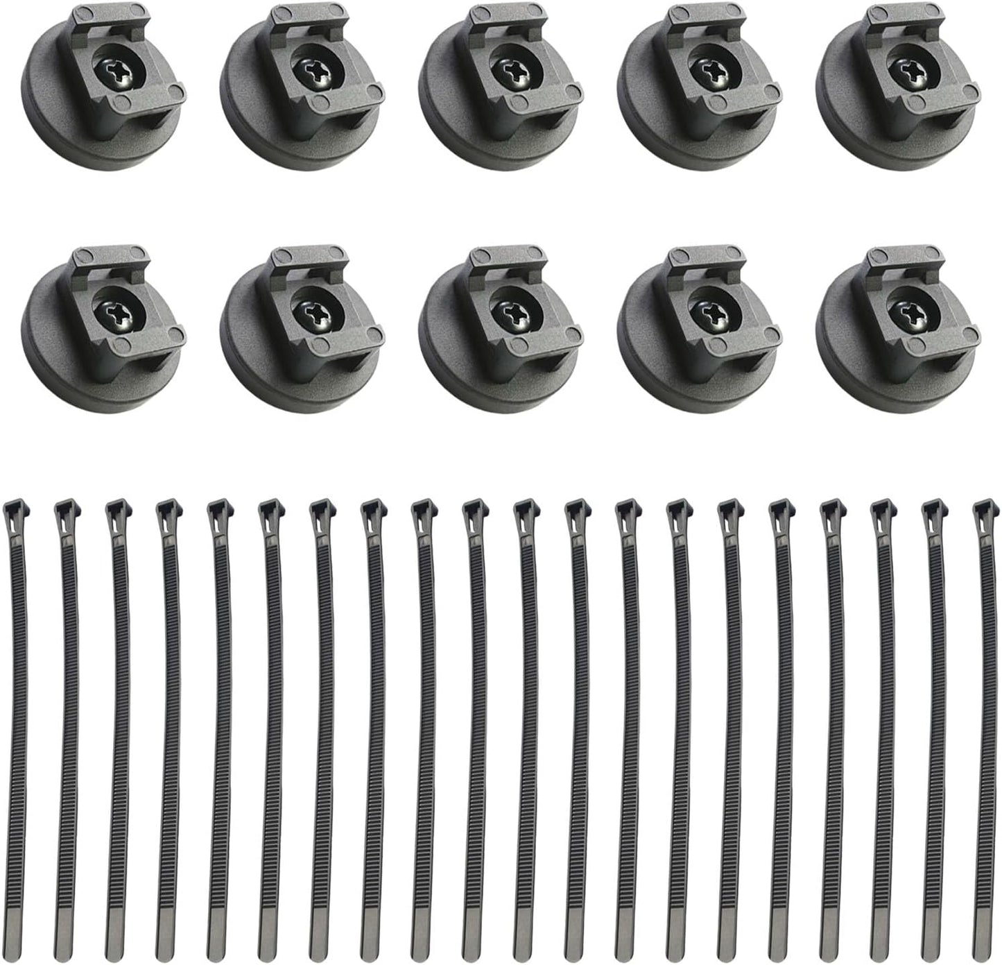 DyaMag 10 Pack 20 31mm Magnetic Zip Tie Mounts, Heavy Duty Magnetic Cable Holder with Reusable Zip Ties - Multipurpose