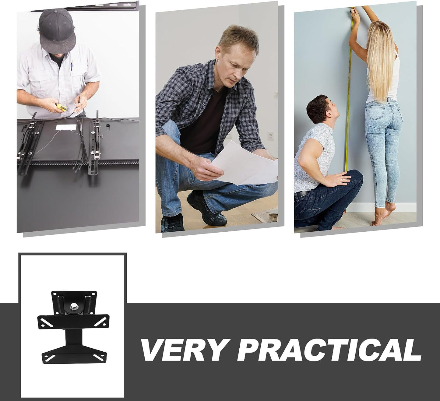 SHERCHPRY 14-26 Inch Adjustable Wall Mount Tv Stand Bracket for Flat Screen Tvs and Computer Monitors, Thickened Steel