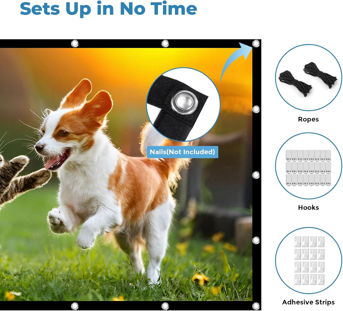 KOGATA 100 Inch: Outdoor Projector Screen with Stand Portable Projection Screen for Outside Theater Home Backyard