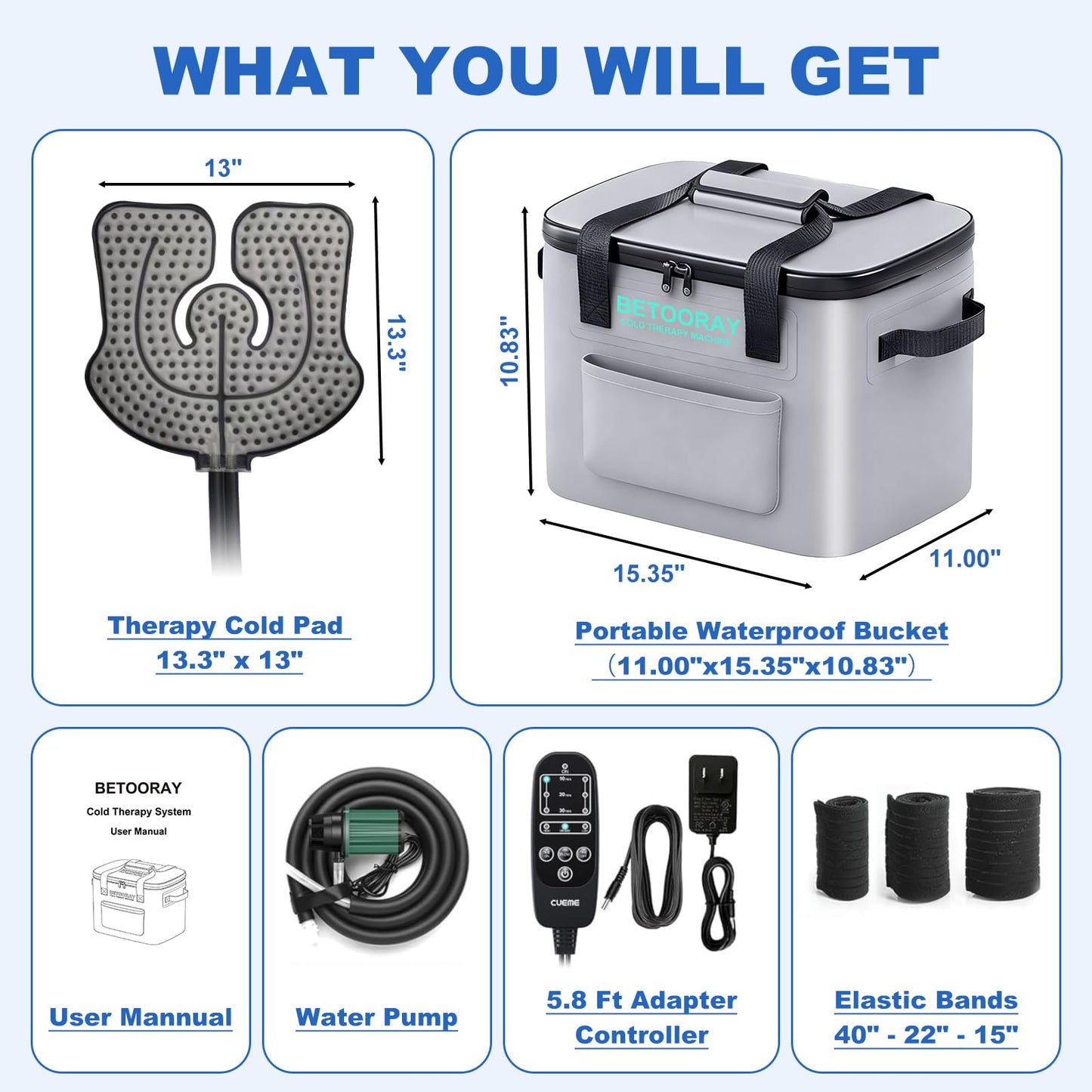 Ice Machine for Knee After Surgery, Portable Cold Therapy Machine, Knee Replacement Recovery System with Programmable Timer, 3 Speeds & 18 Hours Cooling, Pain Relief for Injuries Recovery