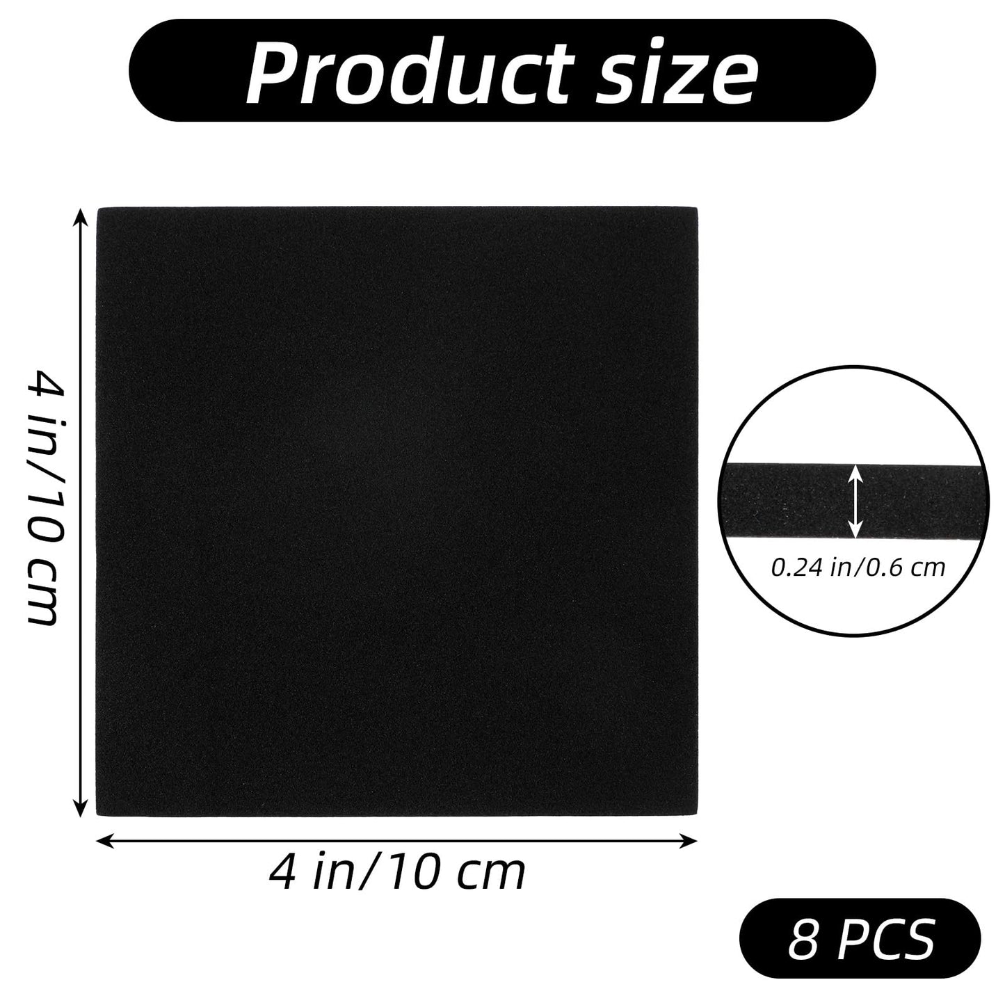 8Pcs Adhesive Foam Padding Sheets with Adhesive Backing - Closed Cell Neoprene Foam Sheet, Self Stick Insulation Anti Vibration Pads, Non-Slip Insulation Pads Vibration, 4" x 4" Neoprene Rubber Sheets