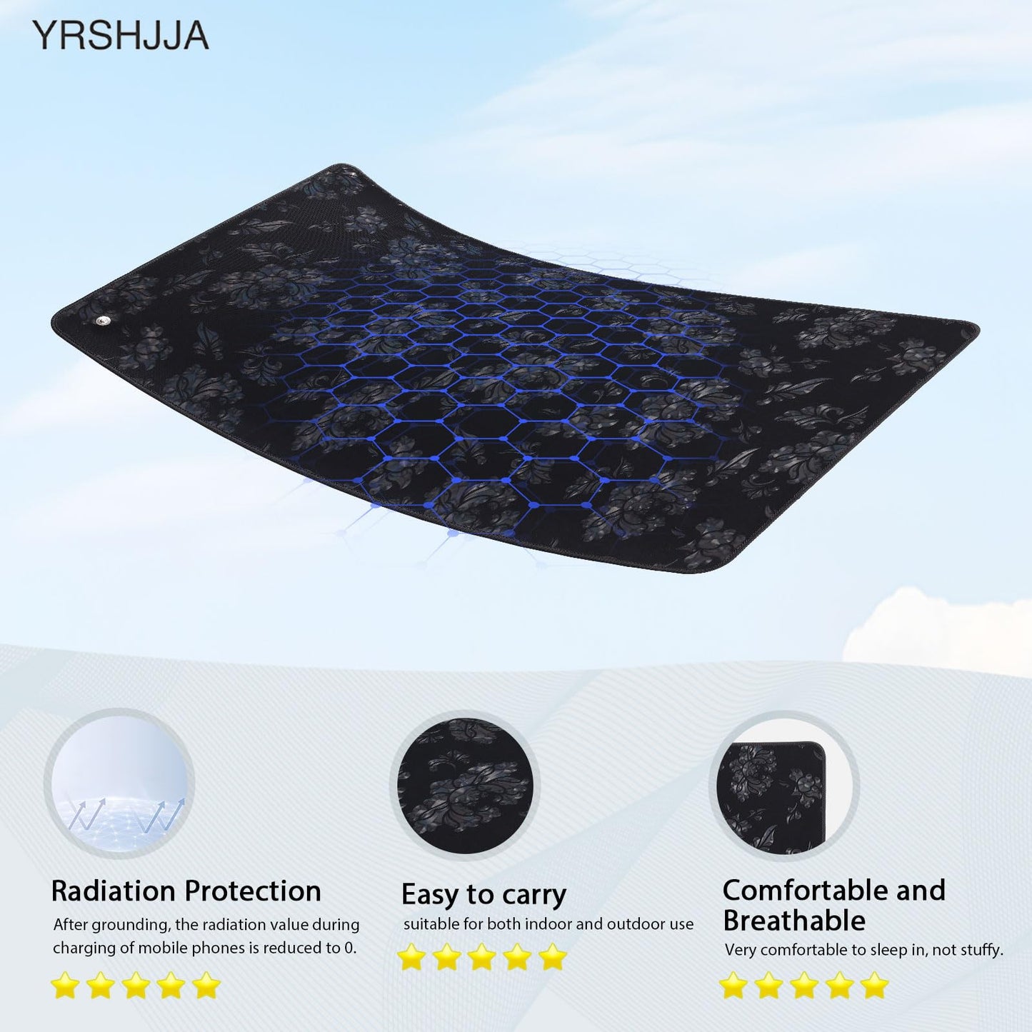 Grounding Mat for Sleep, Universal Grounding Mat for Pain Relief, Inflammation, Balance,Earth Connected Therapy. Grounding Wrist Strap and Grounding Mat Kit（23.6x13Inch）