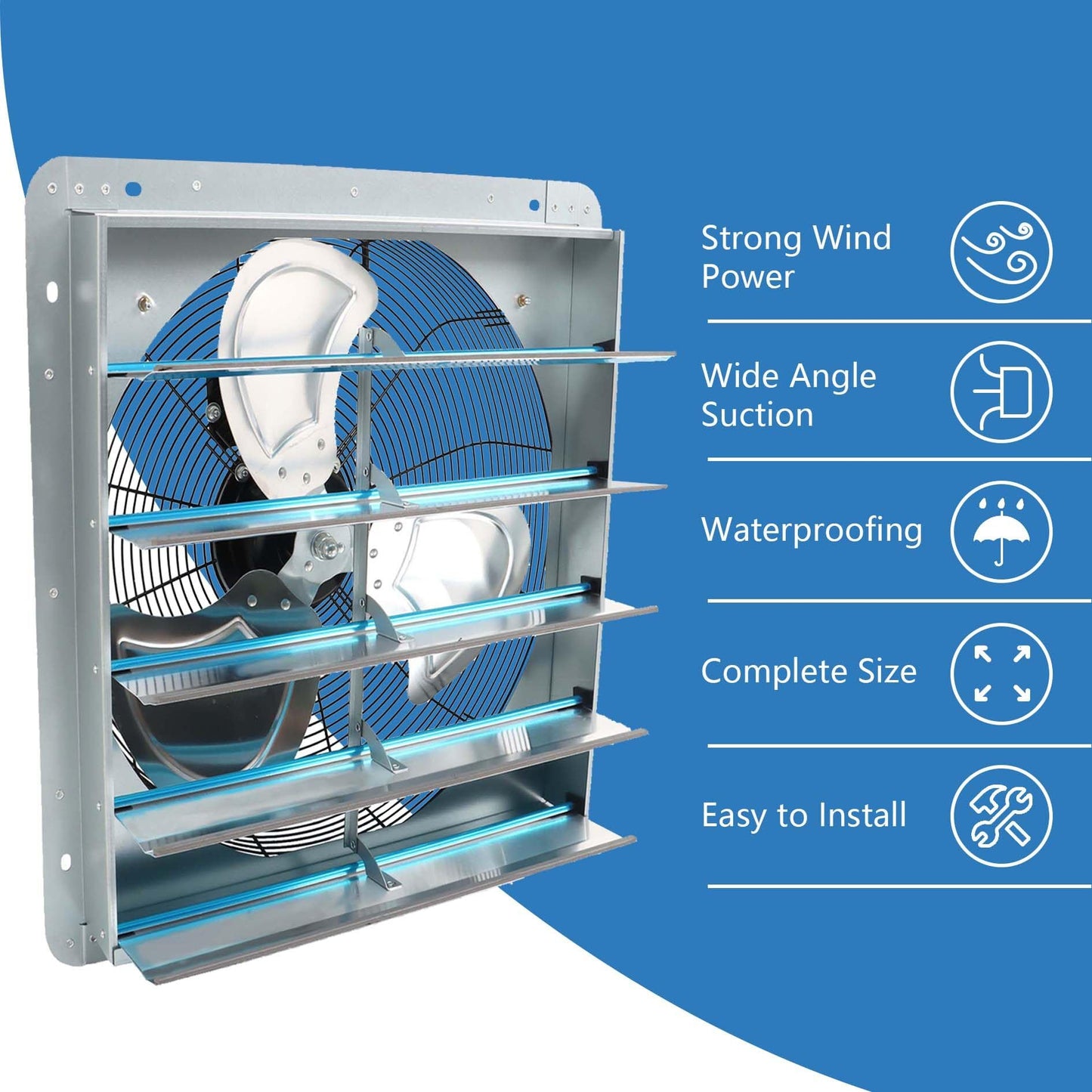 elfinrm 20 Inch Shutter Exhaust Fan, Exhaust Fan Wall Mounted, Suitable for Factories, Basements, Warehouses, Chicken Coops, Car Parks