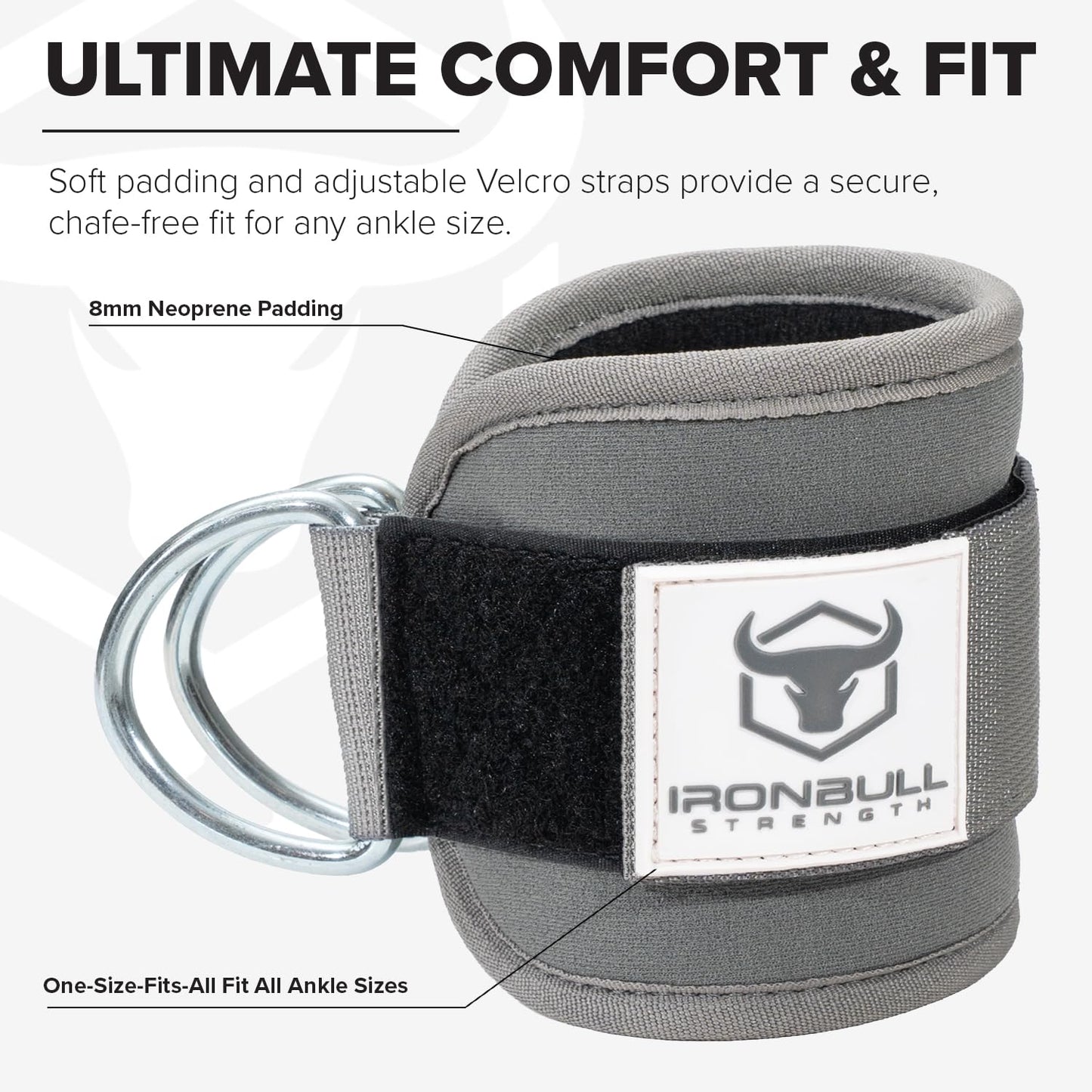 Women's Ankle Strap for Cable Machines & Resistance Bands: Gym & Home Workout Cuff Attachment for Leg Extensions, Kickbacks, Hip Abductors - Booty Exercises (Grey, Single)