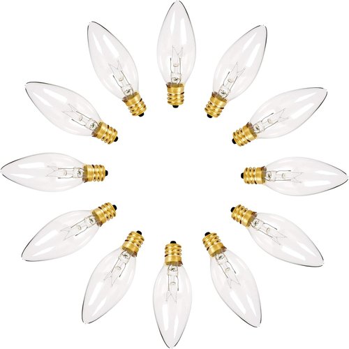 Holiday Joy C26 Christmas Candelabra Replacement Night Light Bulbs - 7W E12 - 120V (12 Pack)