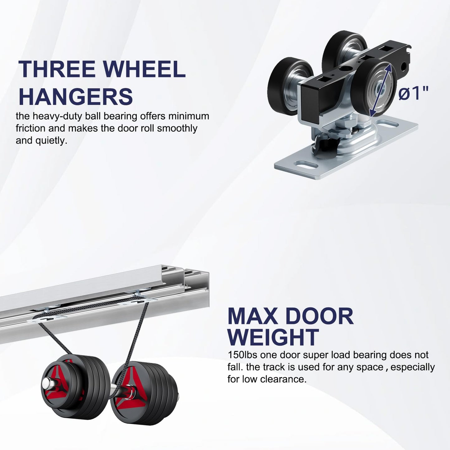 COSHOMER 4FT Bypass Door Hardware, Closet Door Track Kit, Top-Mounted Style, Made of Heavy Duty Aluminum, Smoothly and Quietly, for 2 Doors System - Fit Min Door Panel Width of 24.5in, Silver