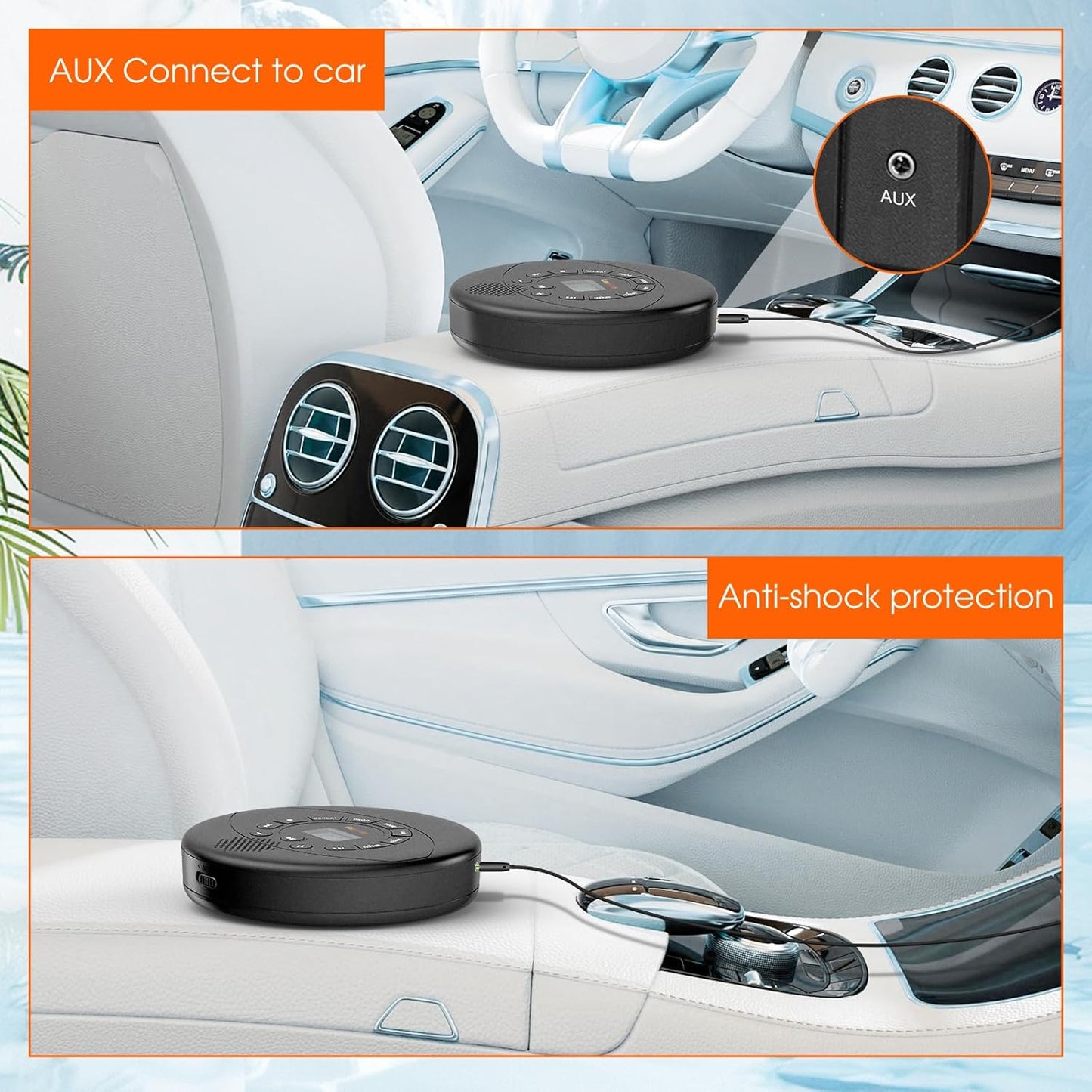 Kuephom Discman MP3, Portable CD Player Rechargeable with Speaker and Headphones, Walkman with Anti-Skip, CD-R, USB