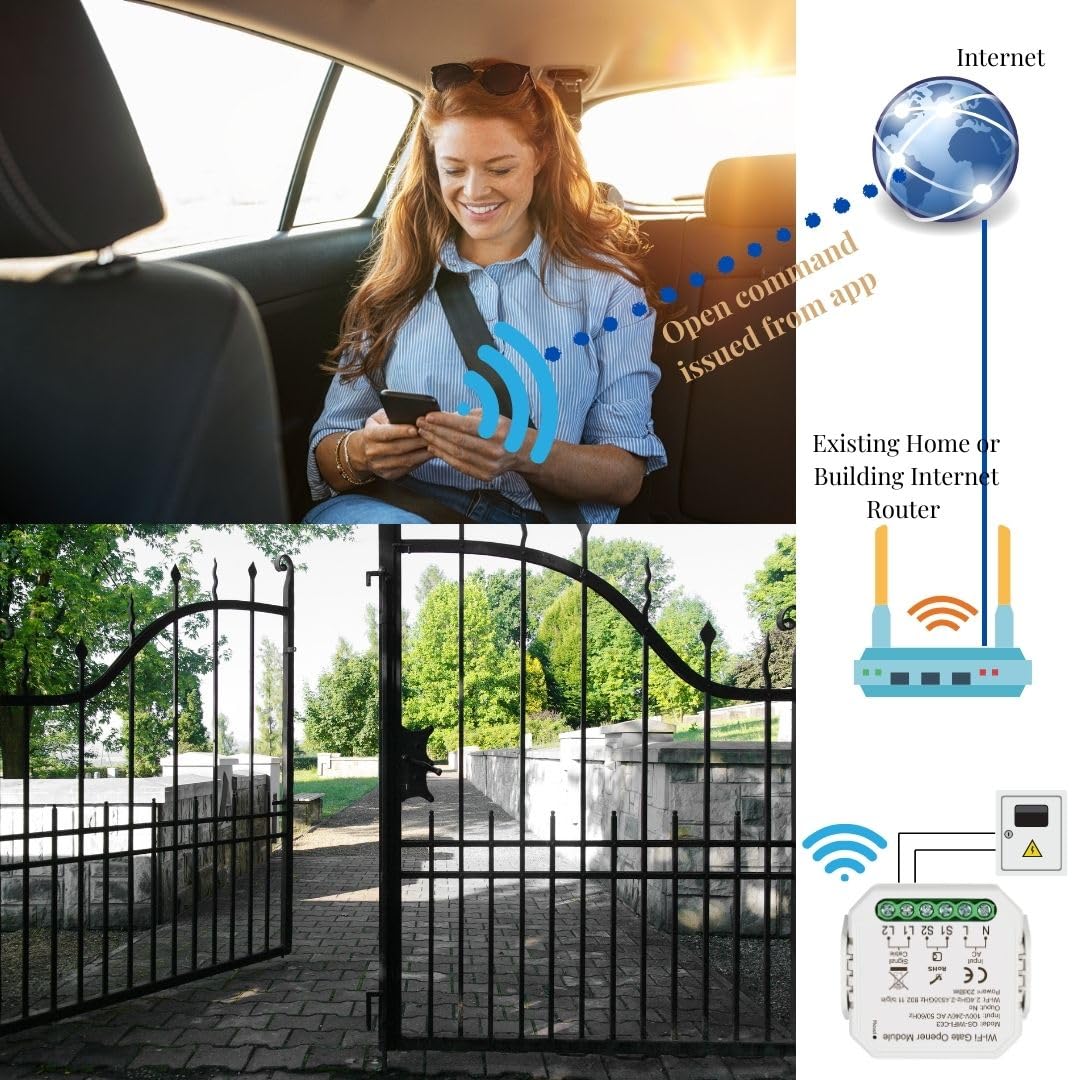 Alpha Smart Garage & Gate Opener with Geofencing, WiFi Remote Controller with App, Compatible with Alexa, Google Home and Assistant, Wireless Door Opener, Door Alert, No Hub Required