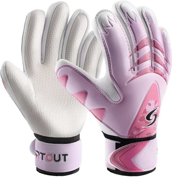 Sportout Kids Goalkeeper Gloves, Soccer Gloves with Double Wrist Protection and Non-Slip Wear Resistant Latex Material to Give Protection to Prevent Injuries