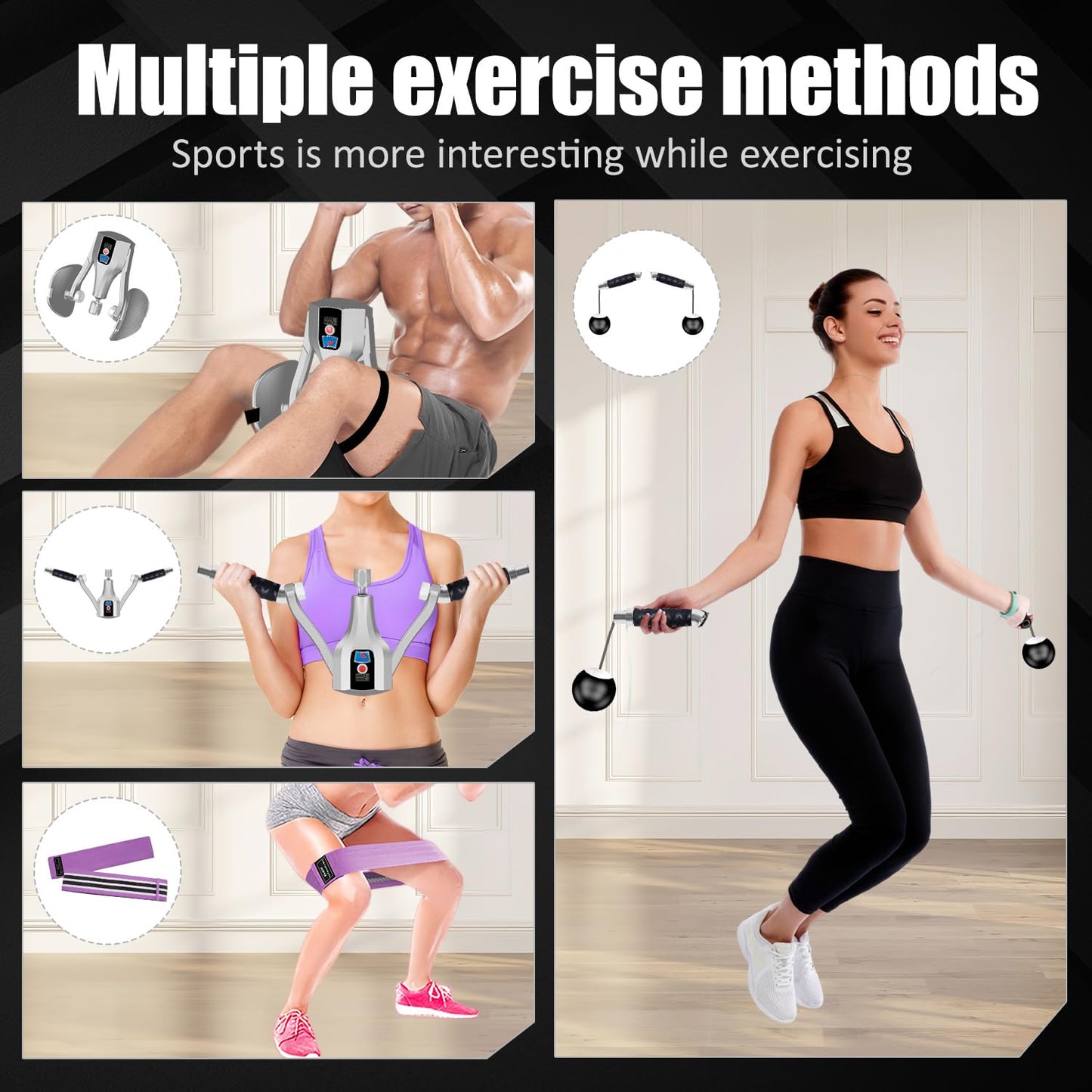 FJFQXY Kegel Trainer, Multi-Function 132 lbs Resistance Pelvic Floor Exercise Devices with Thigh Straps, Handles, Resistance Bands and Jump Rope, Kegel Trainer Hip Leg Toner Inner Kegel Exerciser