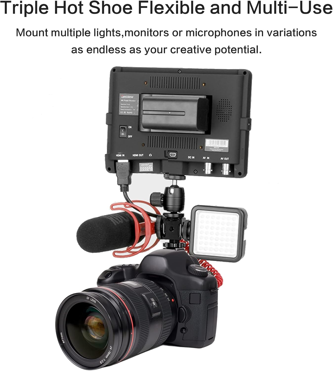 1/4"-20 3/8"-16 Triple Cold Shoe Mount Adapter, Cold Shoe Adapter Extension Bracket,Cold Shoe Mount Adapter