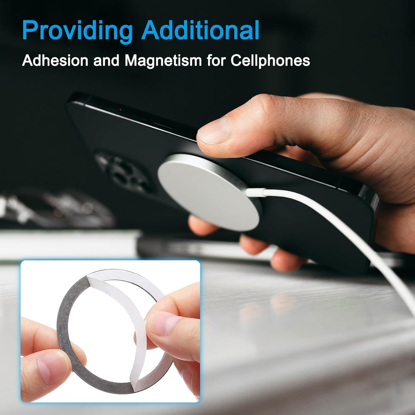 55x0.4mm(ODxT) 2 Pack, MECCANIXITY Universal Metal Ring Sticker Wireless Magnetic Charger Magnet Ring Stickers
