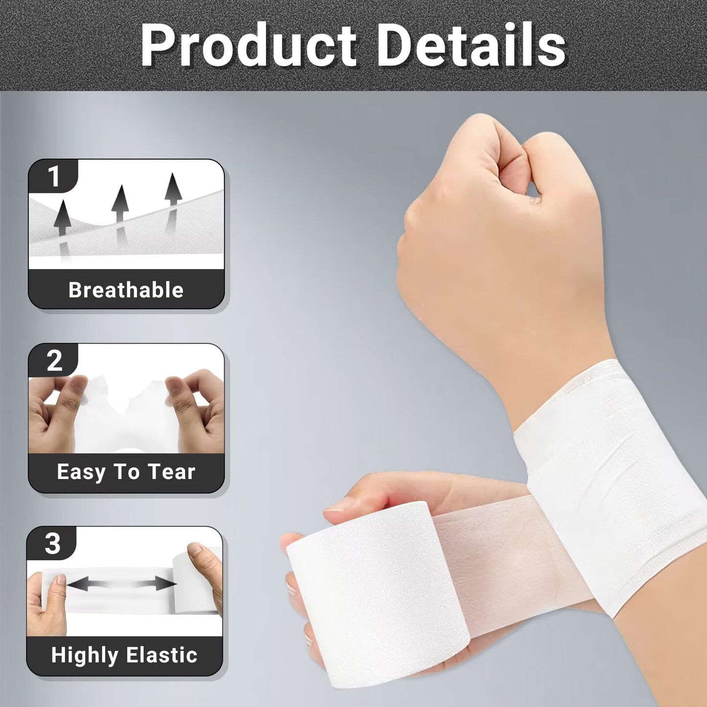 Golden Sport 4 Pack Pre Wrap Athletic Tape, Black, 2.76 Inches x 29.5 Yards, Protect for Wrists Ankles and Knees, Athletic Foam Underwrap for Sports