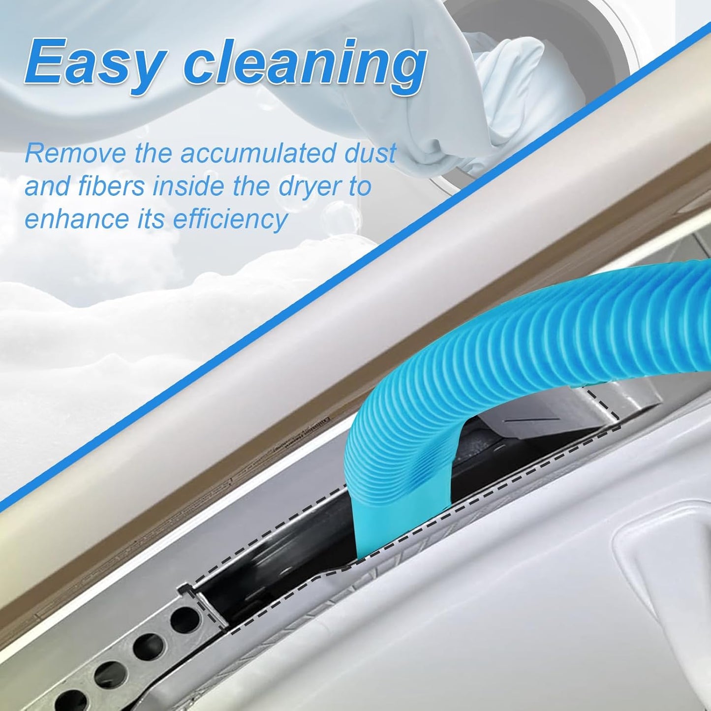 Skiennix Dryer Vent Cleaner Kit - Universal Vacuum Hose Attachment for Effective Lint Removal | Blue
