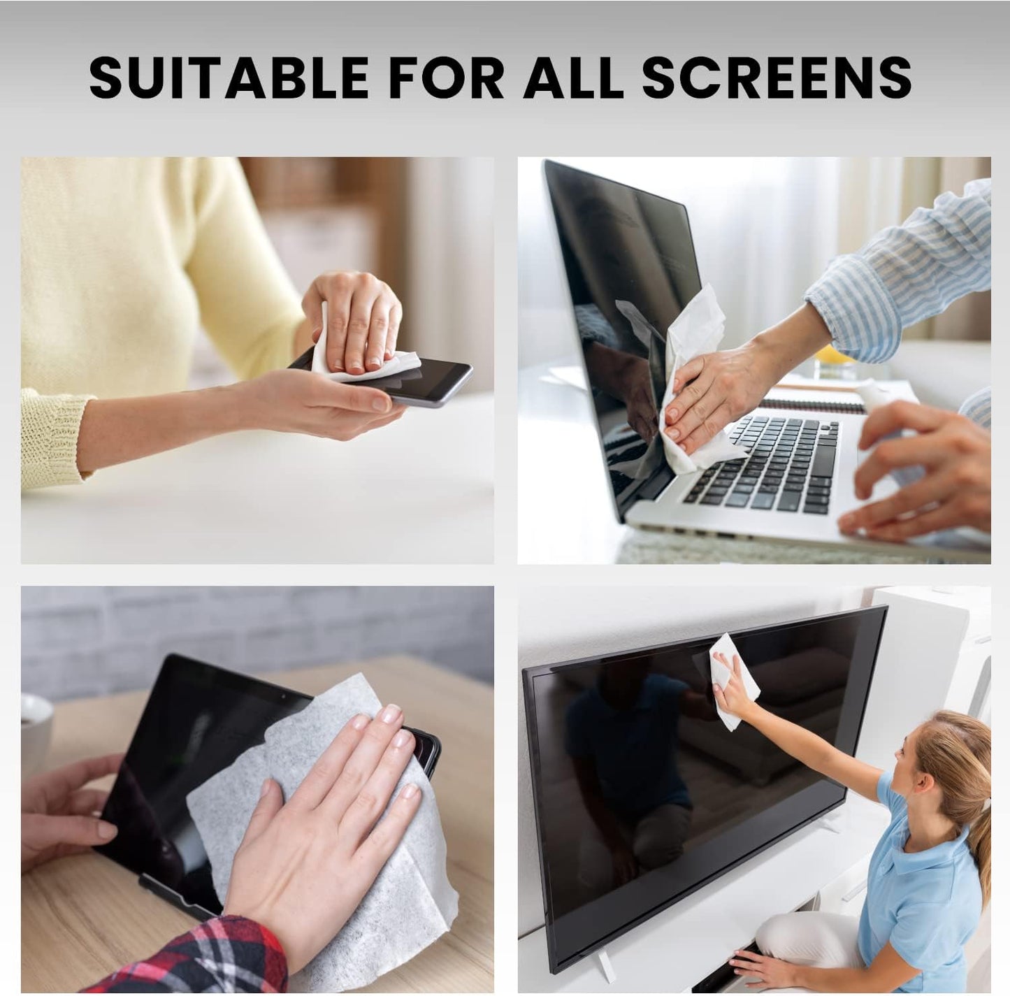 [160 Electronic Wipes Streak-Free Screen Cleaner, TV Screen Cleaner for Smart TV, Screen Wipes Computer Cleaner, TV