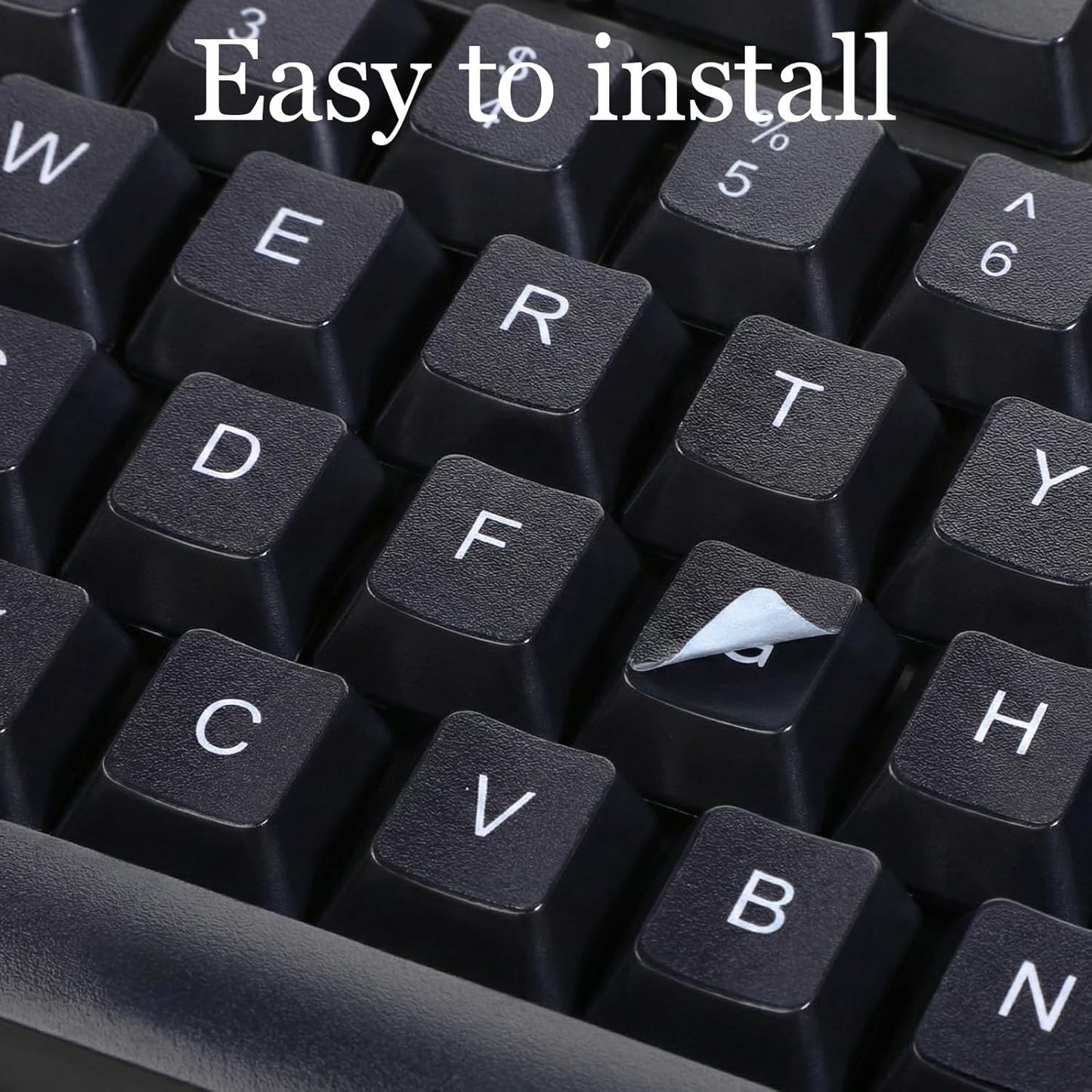 Larrel 4PCS Universal English Keyboard Stickers, Replacement English Keyboard Stickers with Black Background and White