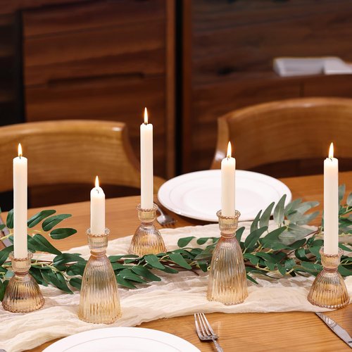 LAMORGIFT Gold Candlestick Holders Set - 4pcs 3.5" & 2pcs 6" Assorted Taper Candle Holders for Weddings & Modern Home Decor