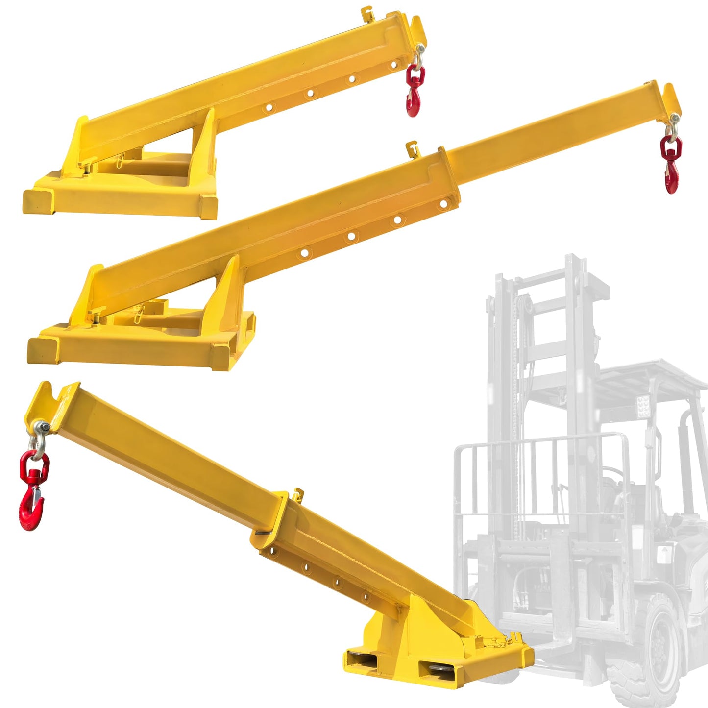 HayWHNKN Forklift Jib Boom Forklift Mobile Crane, 5T / 11000LB Telescopic Crane Attachment with Hook, Max Length 96.5'' Mobile Lifting Hoist Towing Handling for Warehouse & Construction Material