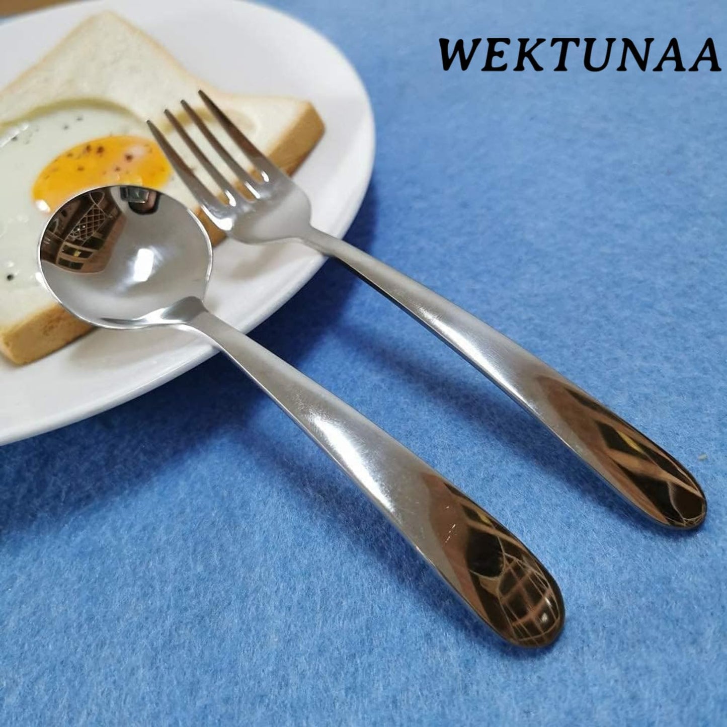 WEKTUNAA Stainless Steel kids Silverware Set-6 pieces-Kids Forks and Spoons-Mirror Polished-Toddler silverwares Back to school lunch supplies