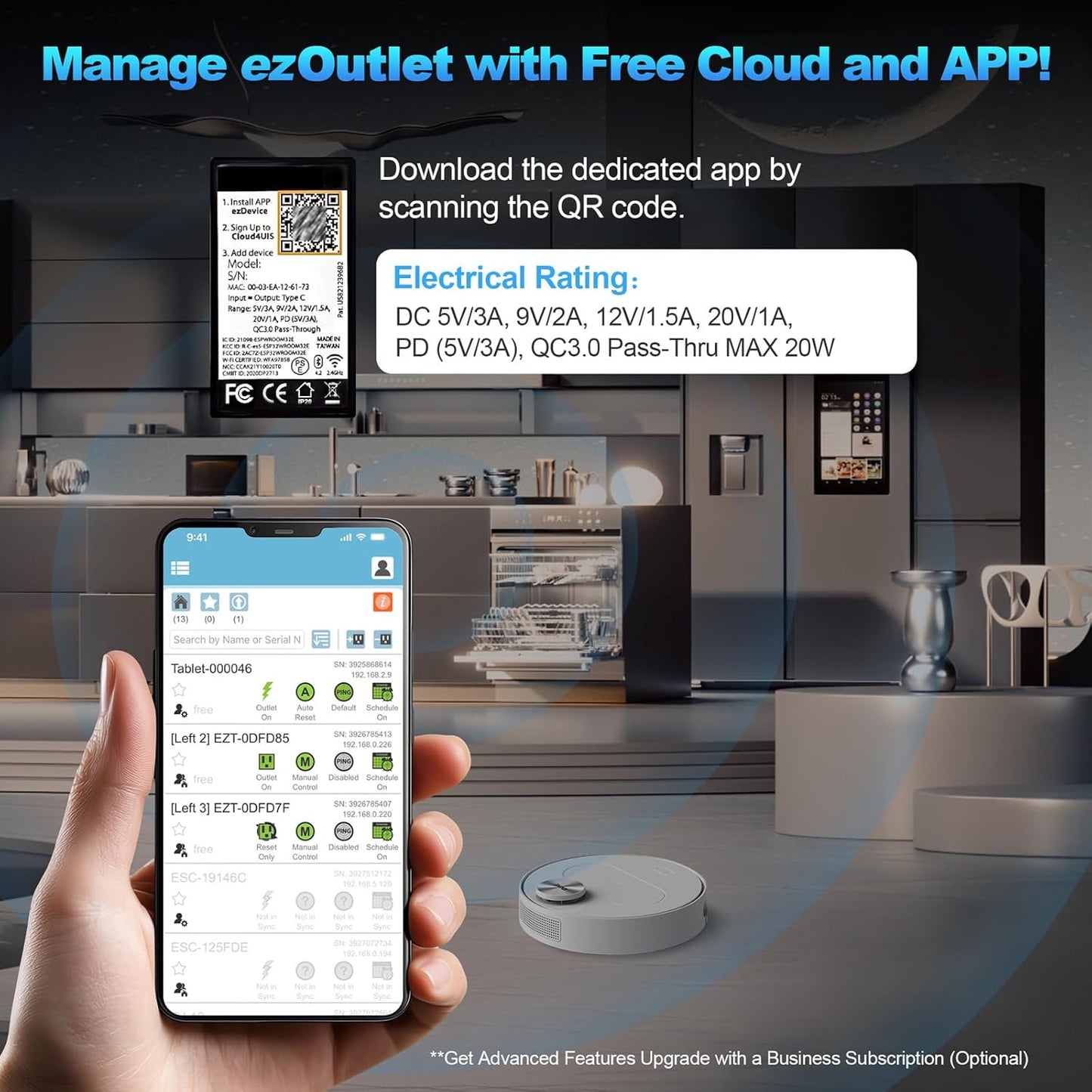 ezOutlet Automatic Router Rebooter Wi-Fi IP Enabled Remote DC Power Switch (USB Type-C Plug) with Auto Reboot