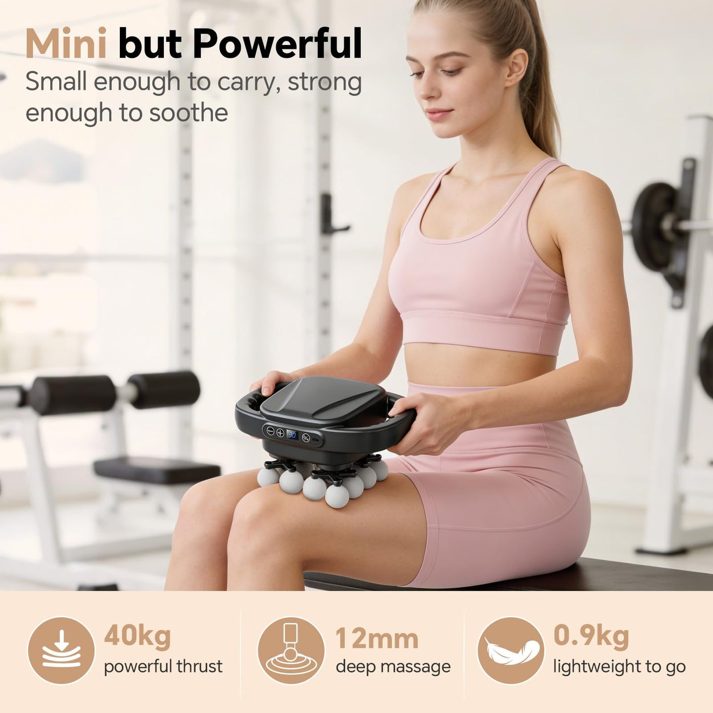 Beown 16 Head Massage Gun Deep Tissue, Back Muscle Massager with 3 Modes & 30 Intensity Levels for Legs, Waist, Back, Neck, Portable Percussion Massage Gun for Pain Relief, Ideal Gift for Women, Men