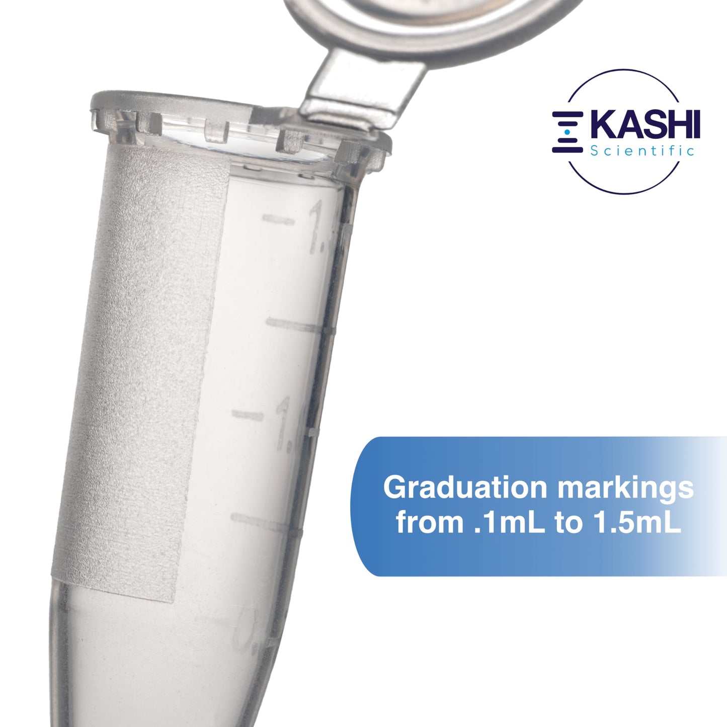 Kashi Scientific 1.5mL Clear Snap Cap Microcentrifuge Tube with Graduation, Lab Grade Polypropylene Plastic [1.5mL, 1000]