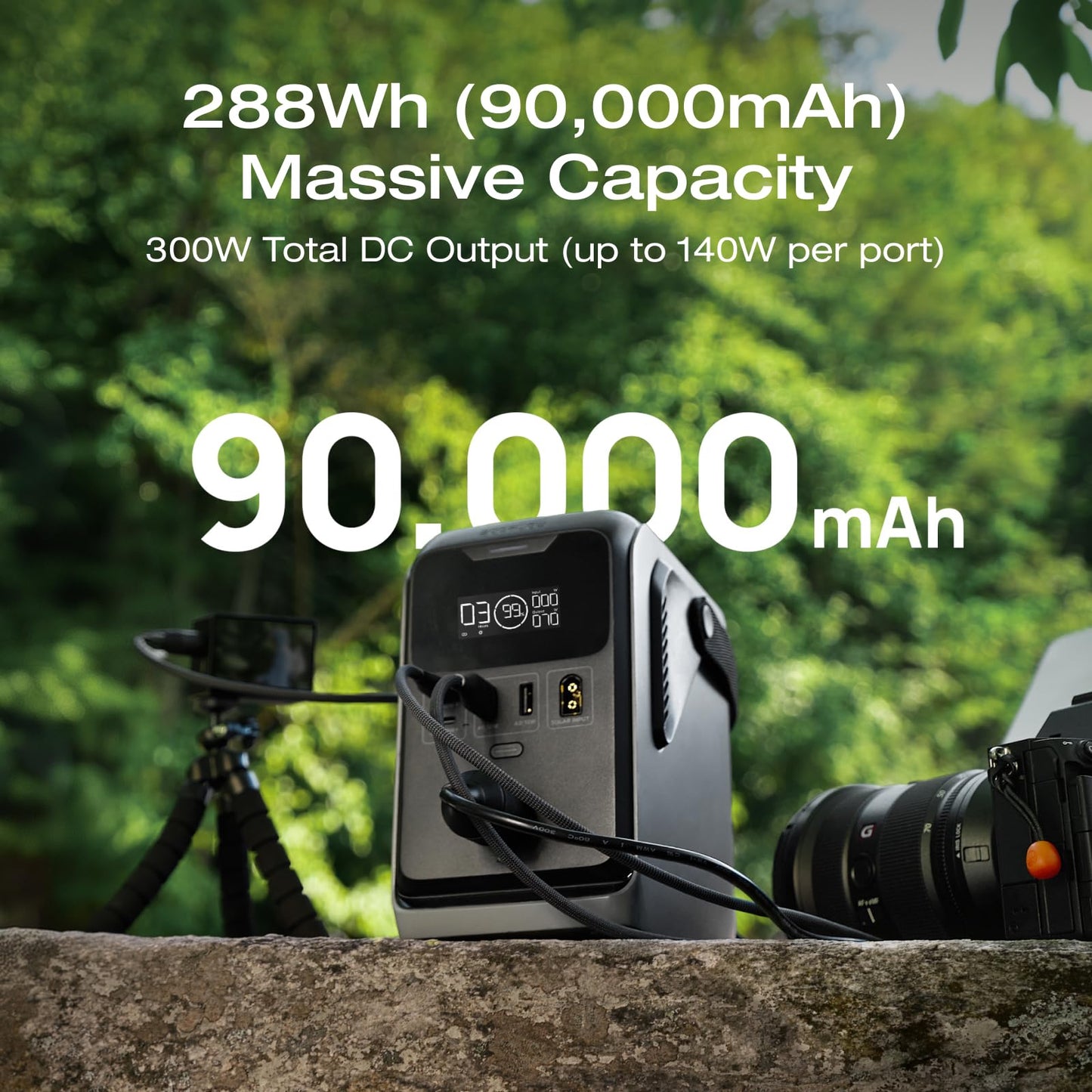 EF ECOFLOW TRAIL 300 DC Power Bank Station, 288Wh Outdoor Portable Power Station, LiFePO4 Battery, 300W DC Output, Compact Solar Generator for Camping, Travel, and Emergency (No AC Outlet Included)