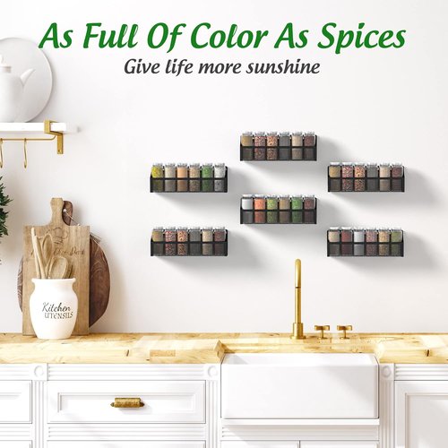 Moforoco Spice Rack - Over Door Pantry Organizer for Cabinet Storage | Black Wall-Mount Shelf