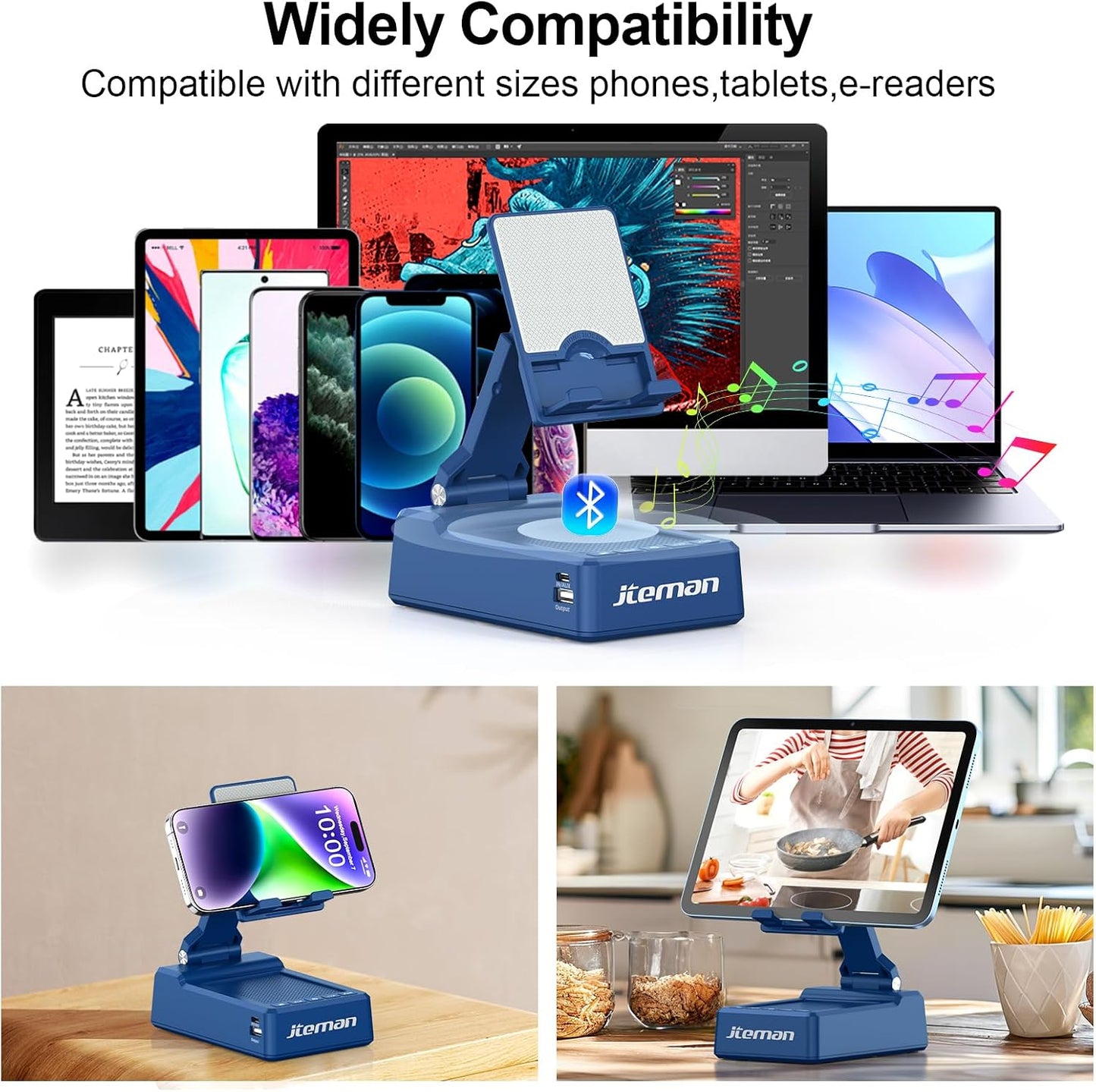 JTEMAN Gifts for Men Women,Cell Phone Stand with Bluetooth Speaker,Cool Tech Gadgets,Unique Birthday Gifts for Men