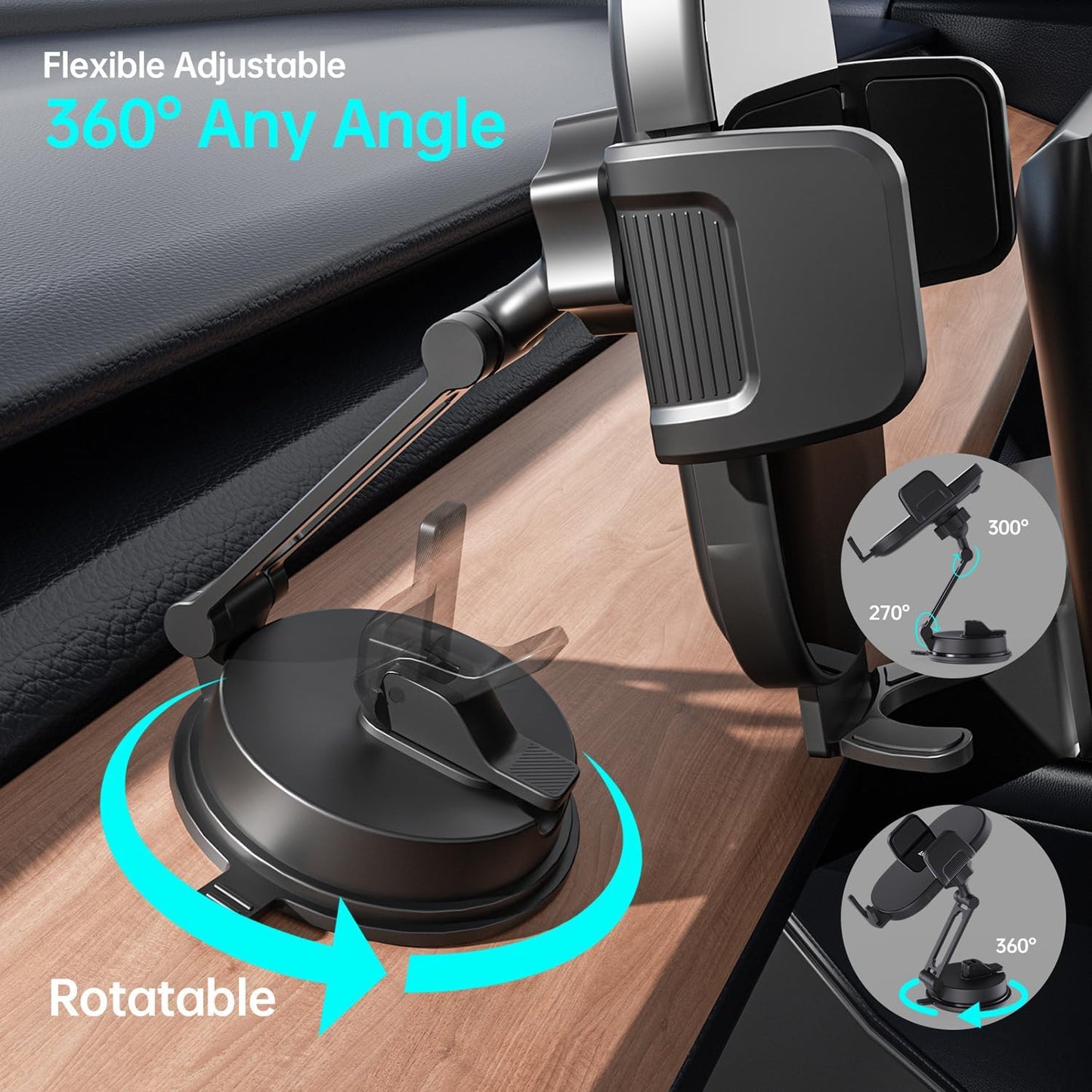 AiHiwvol [360 Universal Vacuum Phone Holders for Your Car Rotation Metal Holder] Upgraded Suction Cup Phone Mount