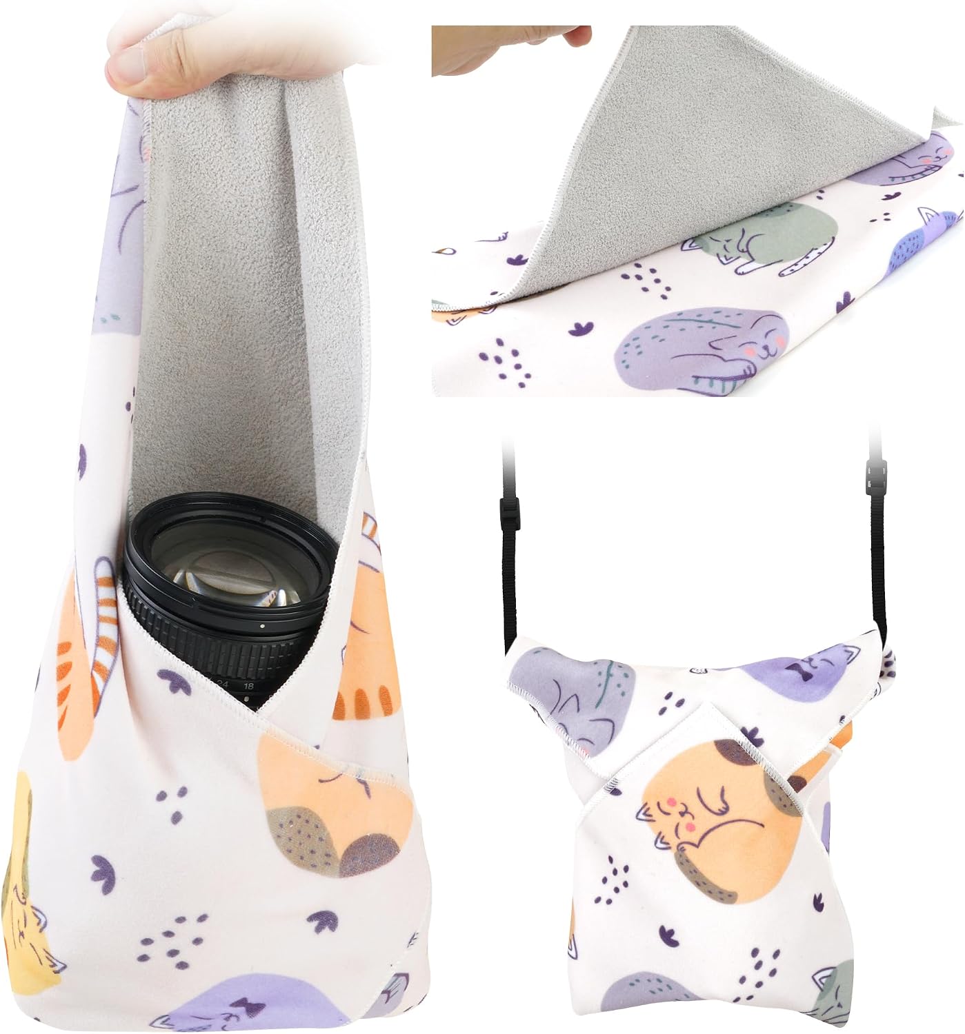 Camera Wrap, Anti-Scratch Lens Protective Wrap pouche, Magic Self-Adhesive Cloth, Universal Storage Cloth for DSLR