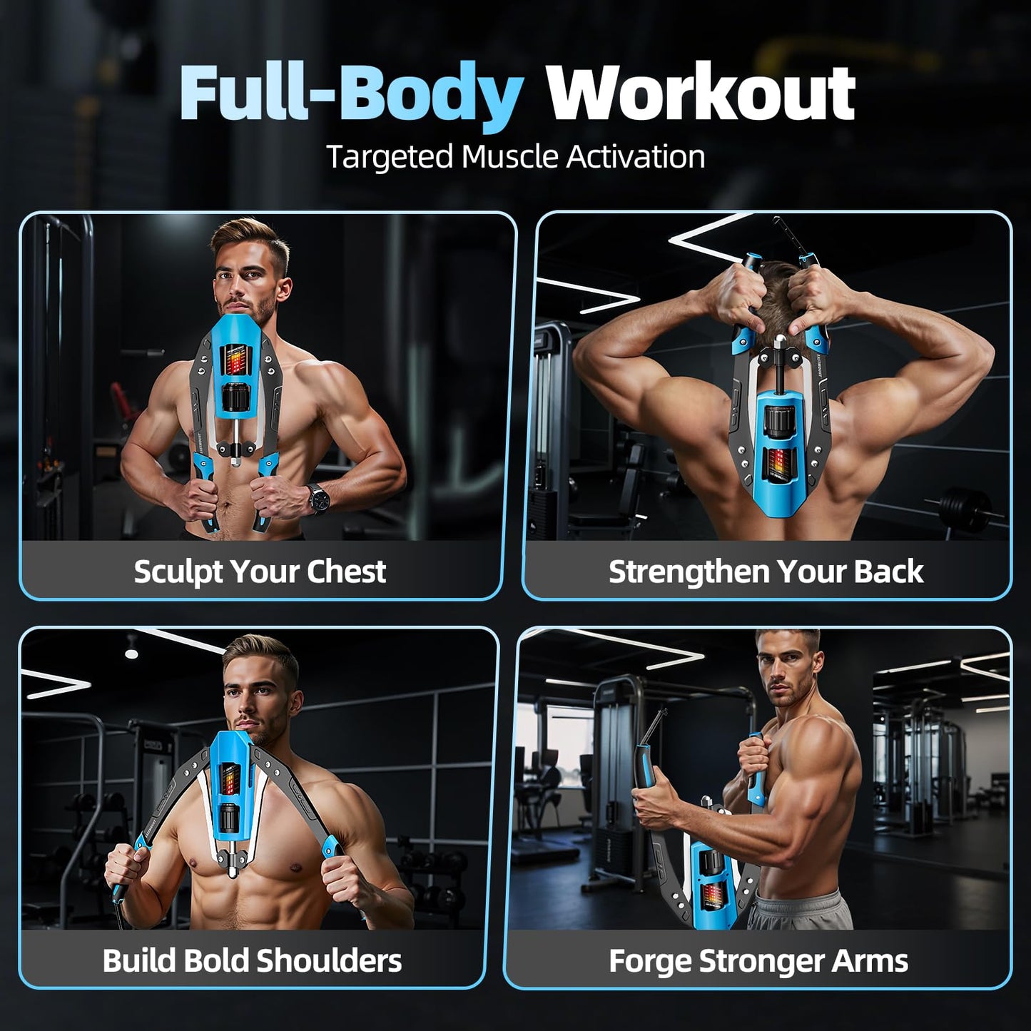 EAST MOUNT Twister Arm Exerciser - Adjustable 22-440lbs Hydraulic Power, Home Chest Expander, Shoulder Muscle Training Fitness Equipment, Arm Enhanced Exercise Strengthener (Black&Blue)