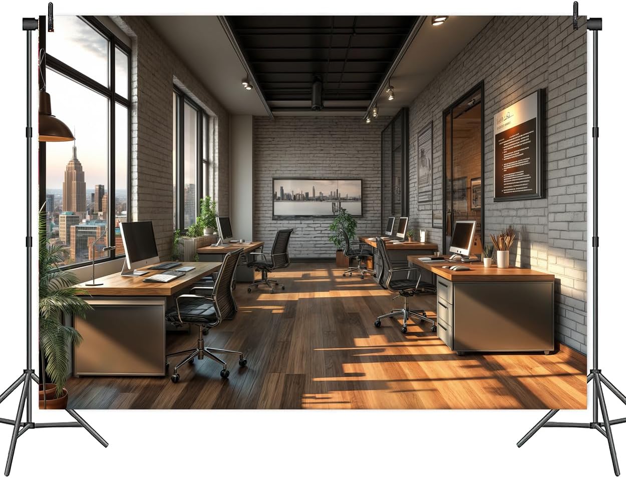 DZLGC 7X5FT Modern Office Backdrop for Video Conference, Home Business Office Meeting Decorations Interior Brick Wall