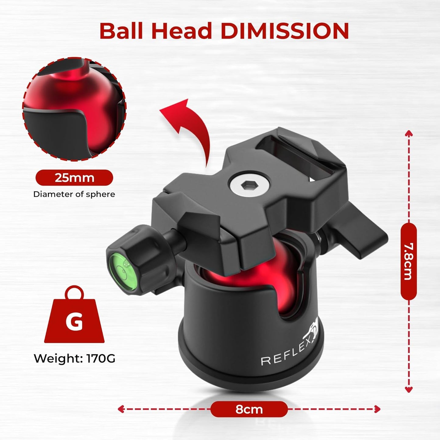 Reflex Camera 9" 360 1/4"-20 5Kg Metal Mini Tripod Desktop Tripod with Ball Head and Screw for DSLR Cameras