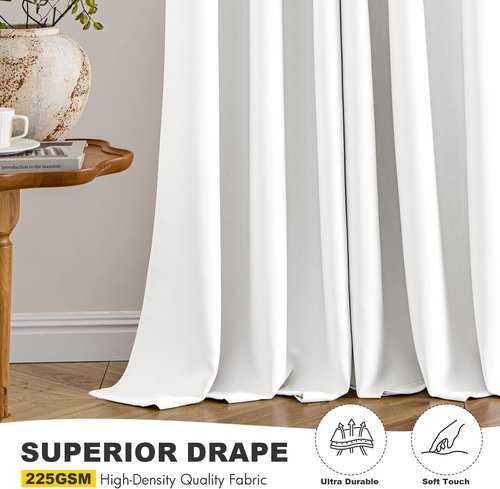 MIULEE Pure White Room Darkening Curtains - Thermal Insulated Energy Saving Drapes | 63 Inches Long, 2 Panels
