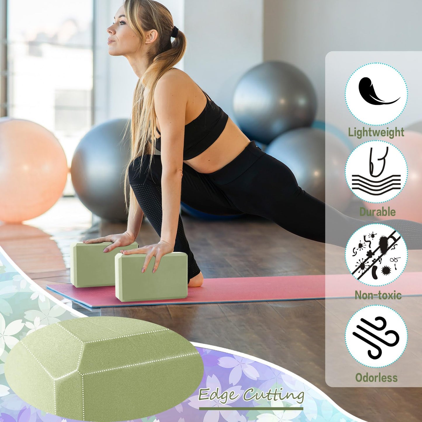 Outus 20 Pcs Yoga Blocks Bulk 9 x 6 x 3 Inch High Density Bricks to Improve Strength Flexibility Balance Soft Non Slip Gymnastic Blocks for Yoga Sports(Light Green)