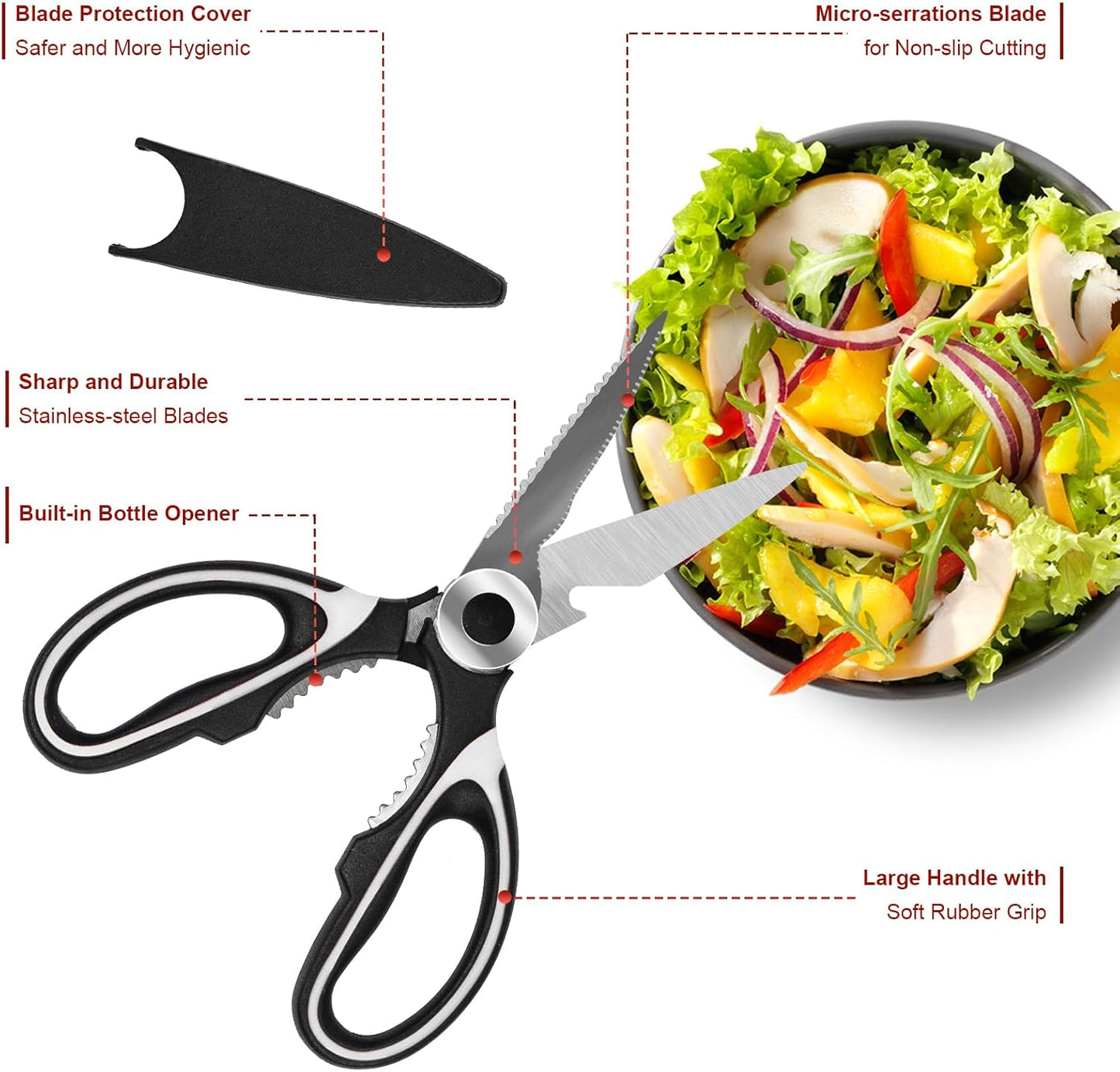 SZHLUX Kitchen Scissors - Heavy Duty Premium Shears for Food, Meat, Fish & Vegetables | 2-Pack
