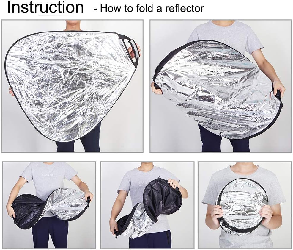 Selens 5-in-1 (32 Inch) Triangle Reflector with Handle for Photography Photo Studio Outdoor Lighting