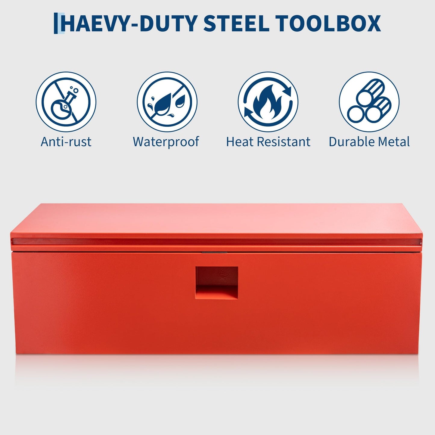 PeacefulHues Heavy Duty Steel Truck Toolbox – 76x38x38cm – Gas Shock Lid – t-Handle Lock – Weatherproof Rubber Seal – Secure Underbody Storage Chest – Fits Pickup, Truck Bed, RV, Trailer