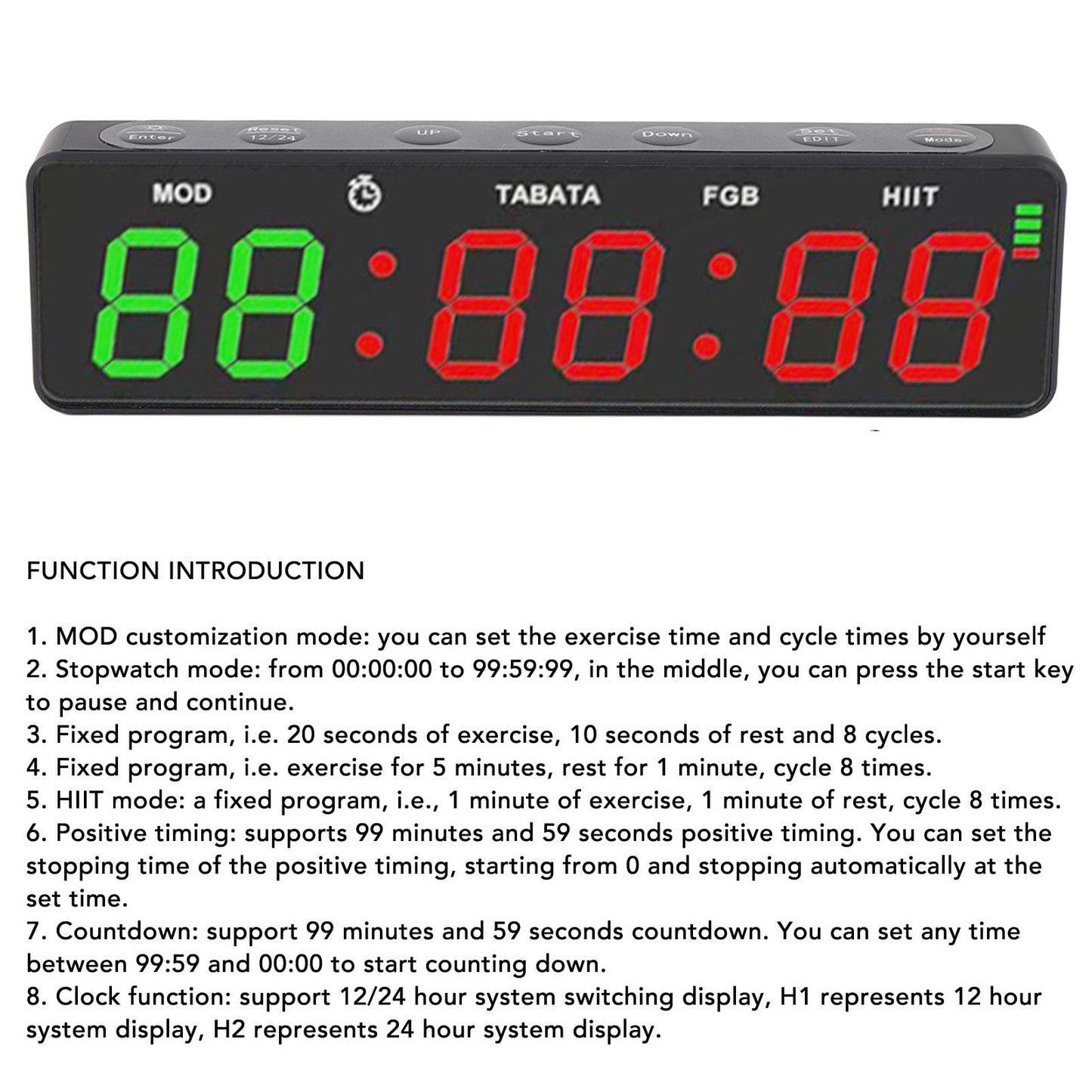 Decumeby Gym Timer, 12/24H Portable Gym Clock, Workout Interval Timer with Countdown/up & Stopwatch, Magnetic Fitness Digital for Home Garage Boxing