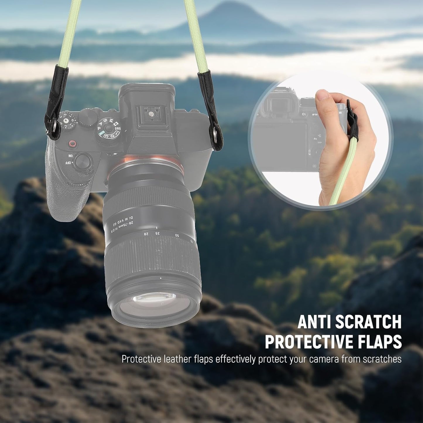 43"/110cm, CA098 NEEWER Camera Shoulder Strap, Durable Round Woven Nylon Climbing Rope Neck Strap with Keyrings