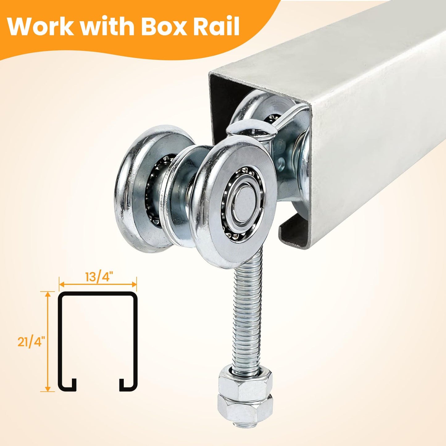 2Pcs Wheel Trolley Assembly Barn Door Rollers for 1-3/4" Wide and 2-1/4" or Taller Rail Hanging Track, Trolley Hanger for Sliding Barn Door for Garage