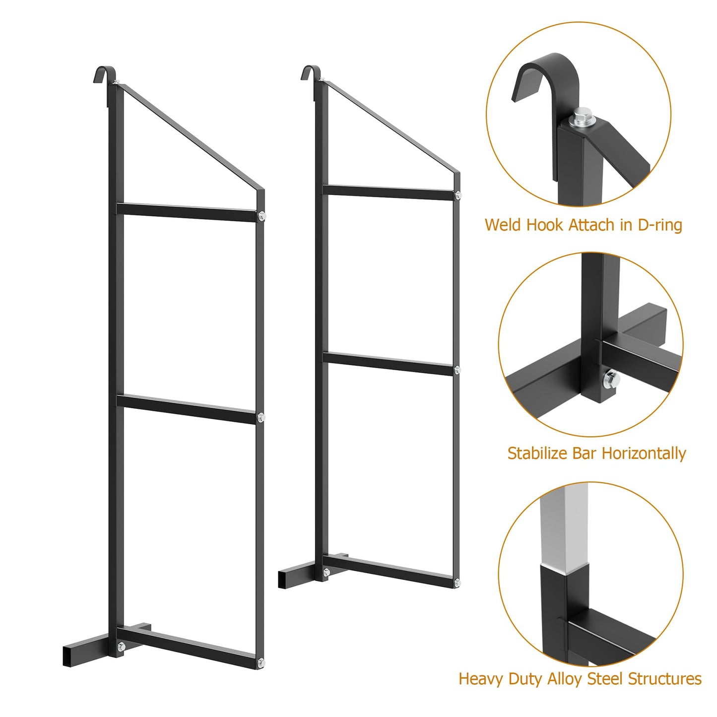 Shipping Container Shelving Bracket (4PCS), 3-Tier Powder Coated Steel Brackets, 1100 LBS Capacity, 22 in D x 60 in H, Quick Hang for Shipping Containers, Cargos, Warehouses & Garages, Heavy-Duty