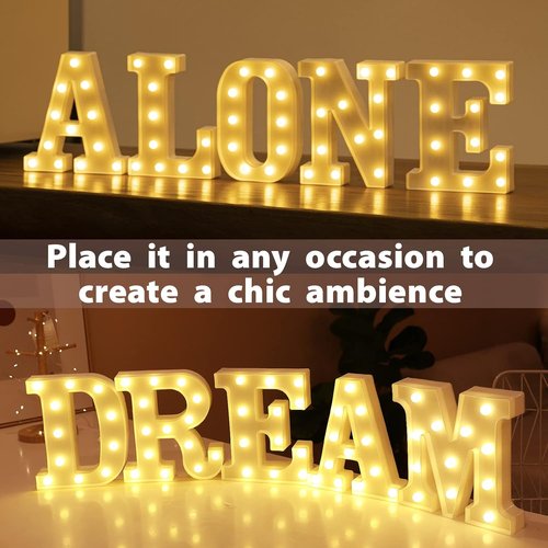 HXWEIYE LED Marquee Light Up Letters - 26 Alphabet & 10 Number Sign for Parties & Decor | Warm White