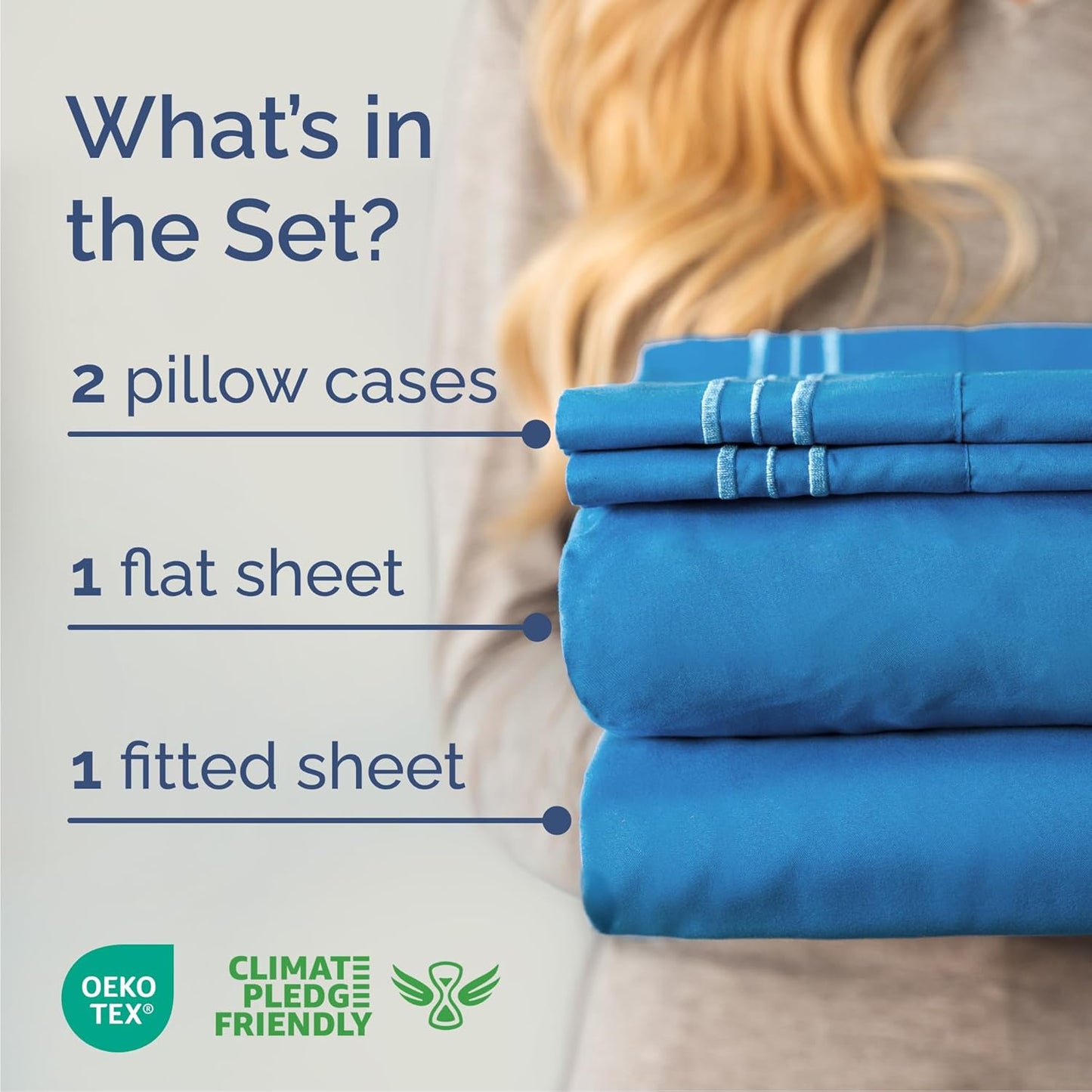 Royal Blue Queen Size 4-Piece Sheet Set by [Brand Name] - Comfy, Breathable & Cooling Luxury Bedding