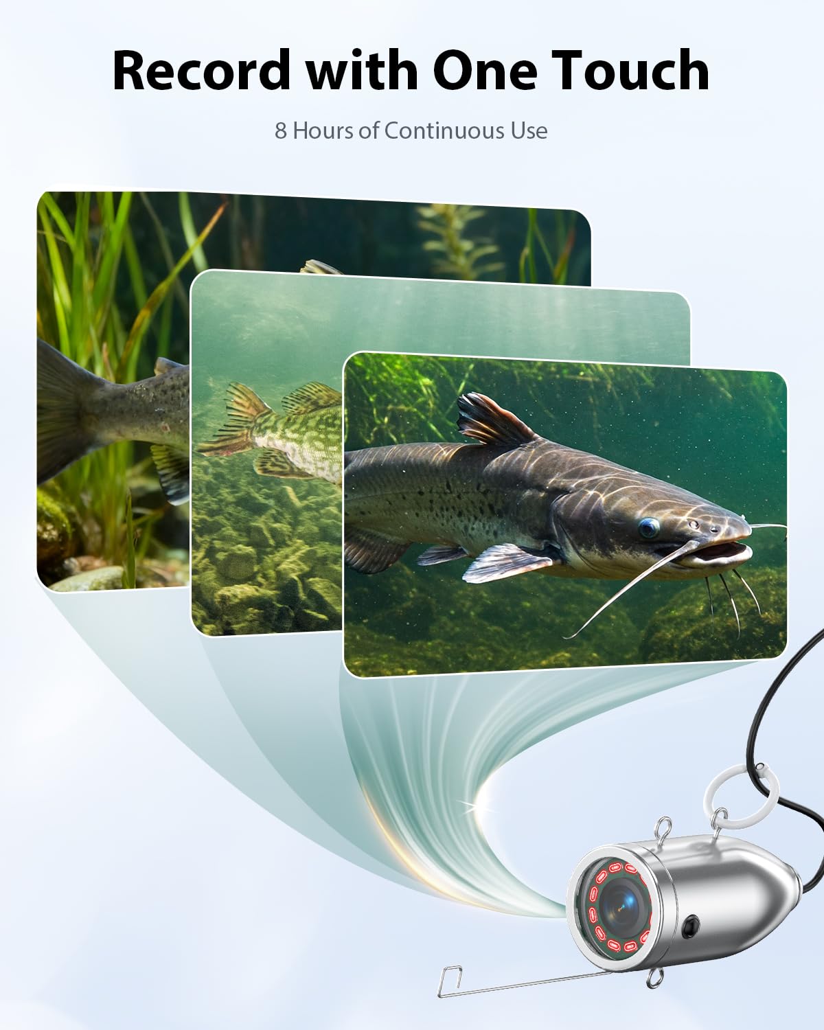 Eyoyo Underwater Fishing Camera Portable Video Fish Finder 9 inch LCD Monitor 1000TVL Waterproof Camera Underwater DVR Video Fish Cam 30m Cable 12pcs IR Infrared Lights for Ice, Boat and Lake Fishing