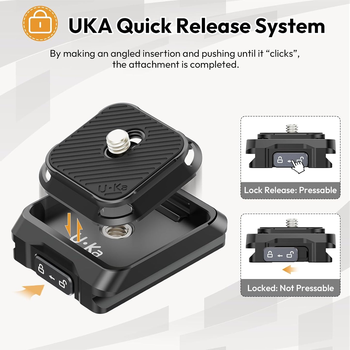 ULANZI UKA01 1/4''-3/8" 38mm 20kg Camera Quick Release Plate, Tripod Mount Adapter Camera Quick Release Kit w Screw