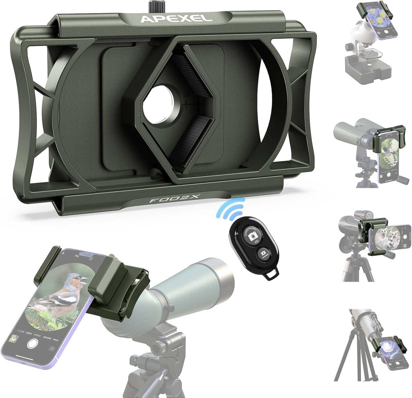 Evil eye 360 Upgraded Telescope Phone Adapter, Rotatable Binocular Photo Adapter for Android & iPhone,Smartphone Holder