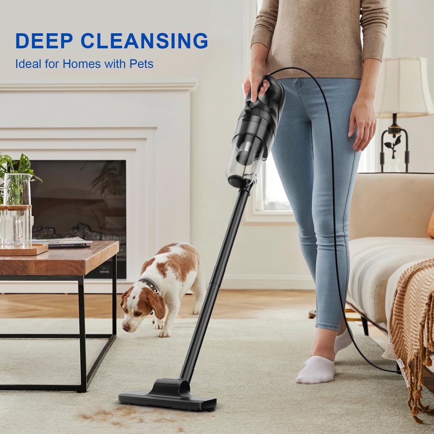 SOWTECH Corded Vacuum Cleaner - Powerful Lightweight Stick Vacuum for Hardwood Floors | 23Ft Long Cord